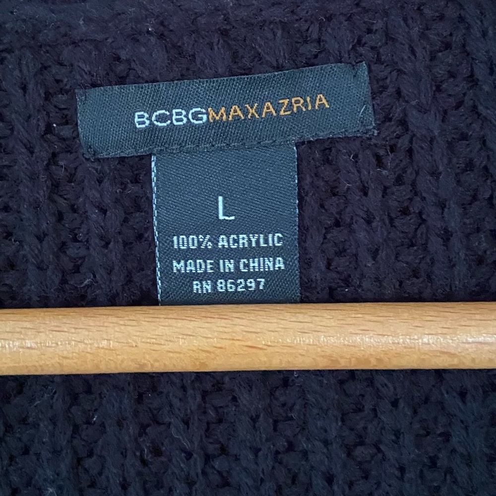 {BCBG Max Azria} Retro Wavy Butterfly Black Tie Front Cardigan - Large - Picture 5 of 5